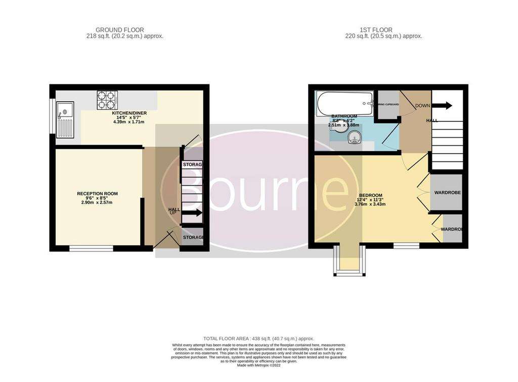 1 bedroom end of terrace house to rent - floorplan