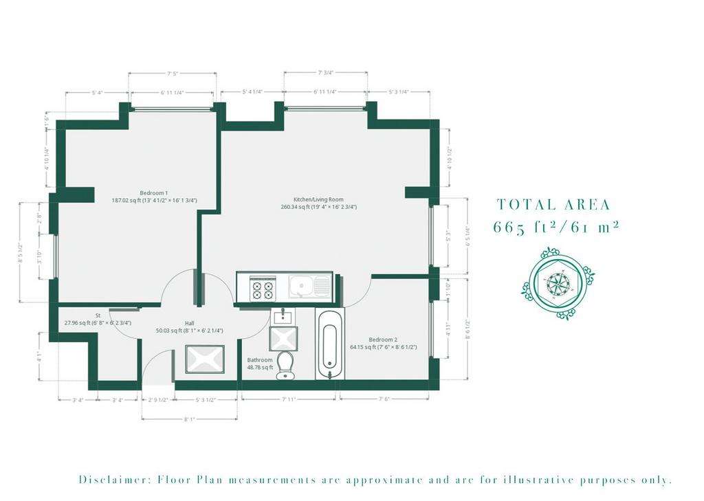 2 bedroom penthouse apartment to rent - floorplan