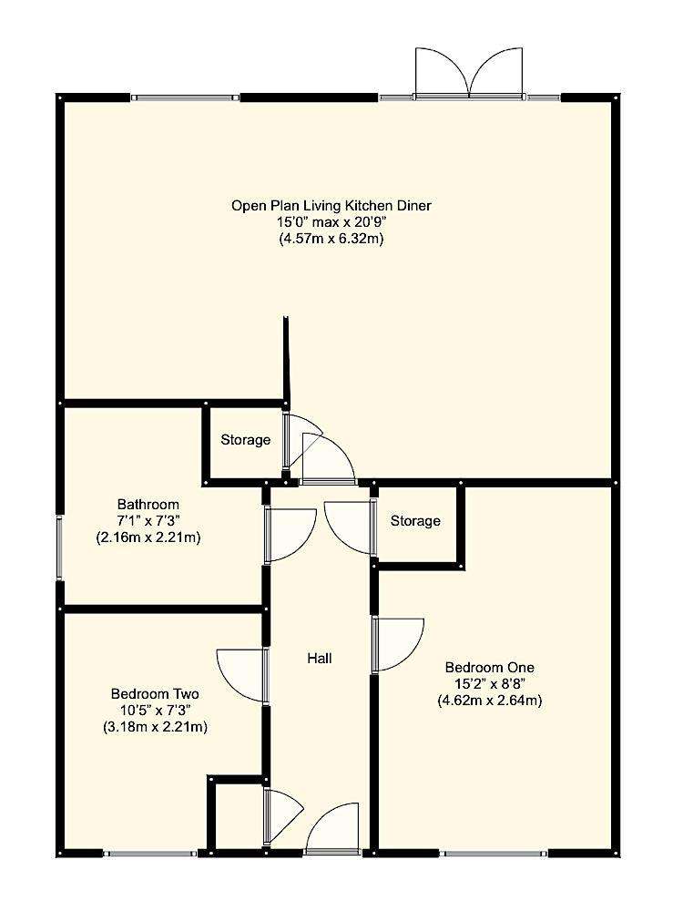 2 bedroom semi-detached bungalow for sale - floorplan