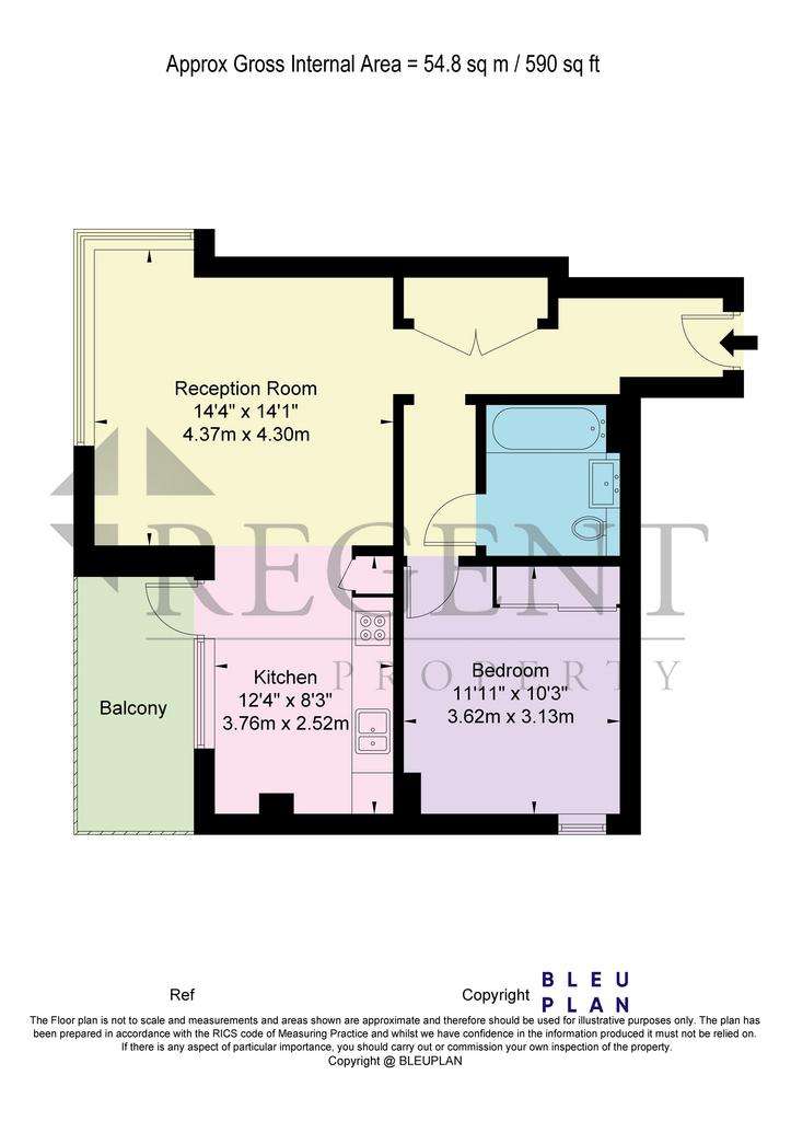 1 bedroom flat to rent - floorplan