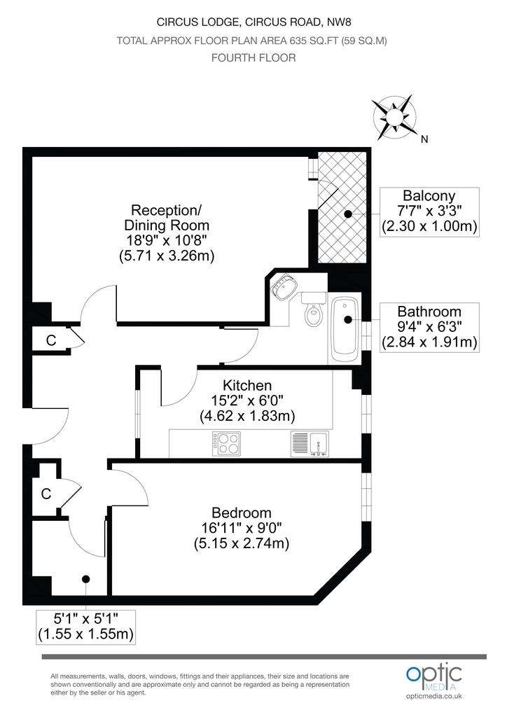 1 bedroom flat for sale - floorplan