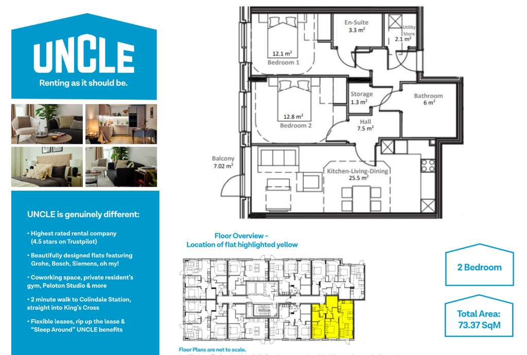 2 bedroom flat to rent - floorplan