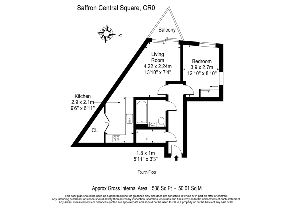 1 bedroom flat to rent - floorplan