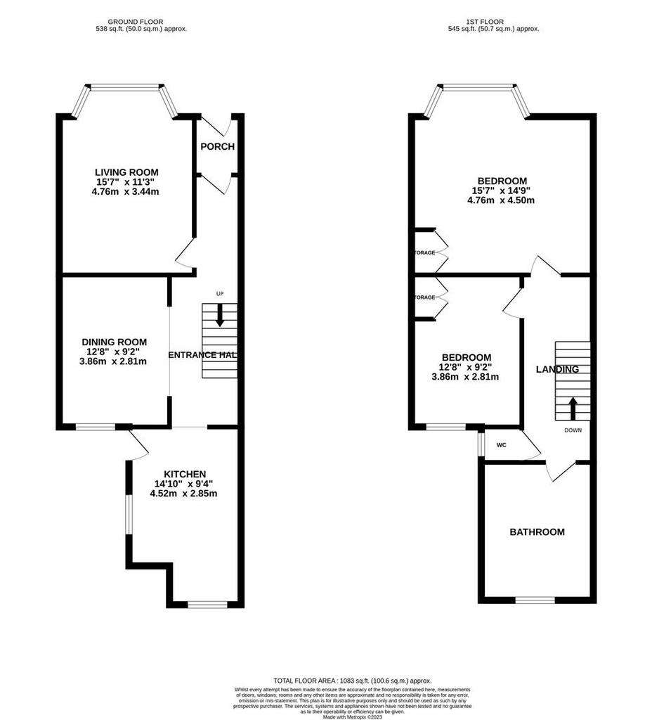 2 bedroom terraced house for sale - floorplan