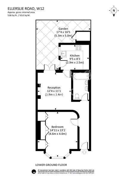 1 bedroom ground floor flat to rent - floorplan