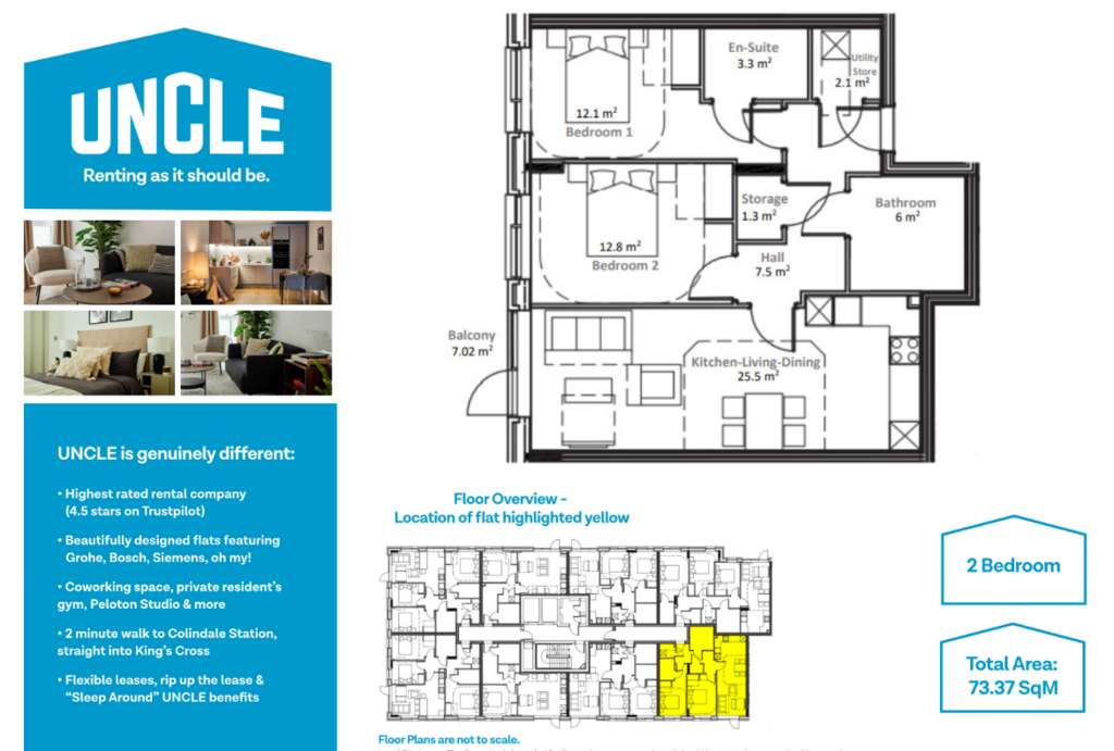 2 bedroom flat to rent - floorplan