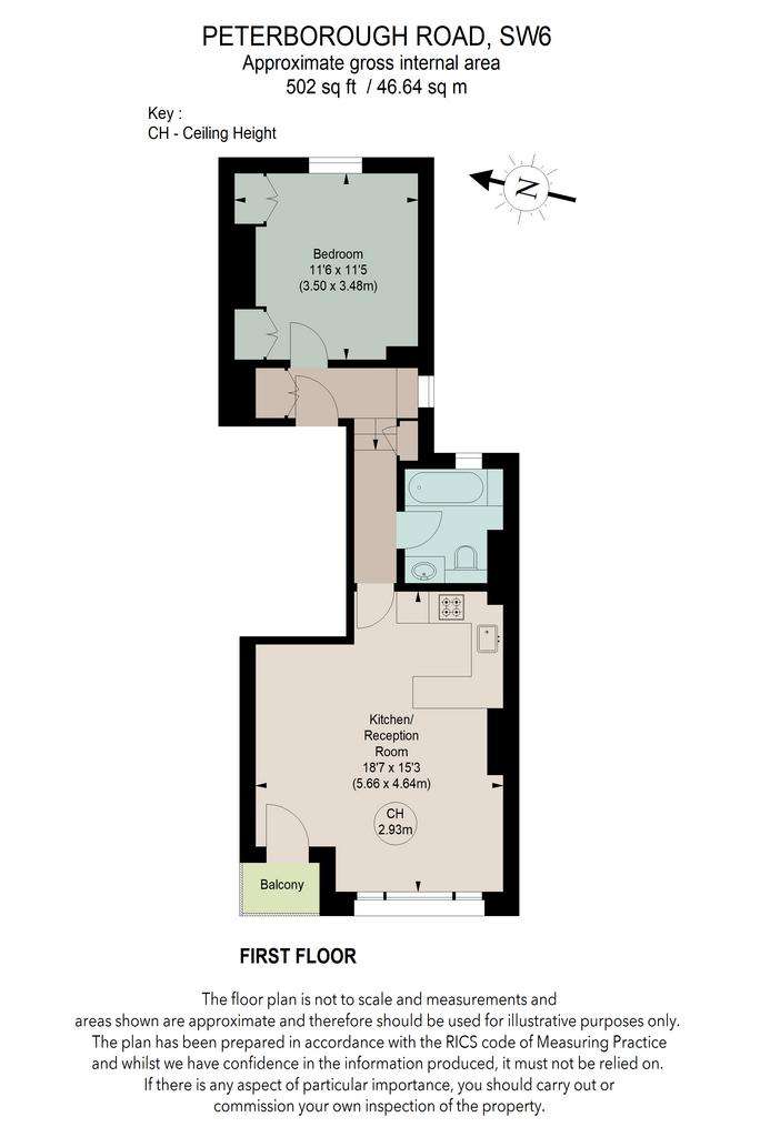 1 bedroom flat to rent - floorplan