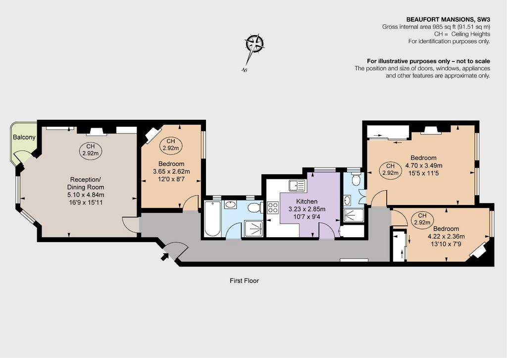 3 bedroom flat to rent - floorplan