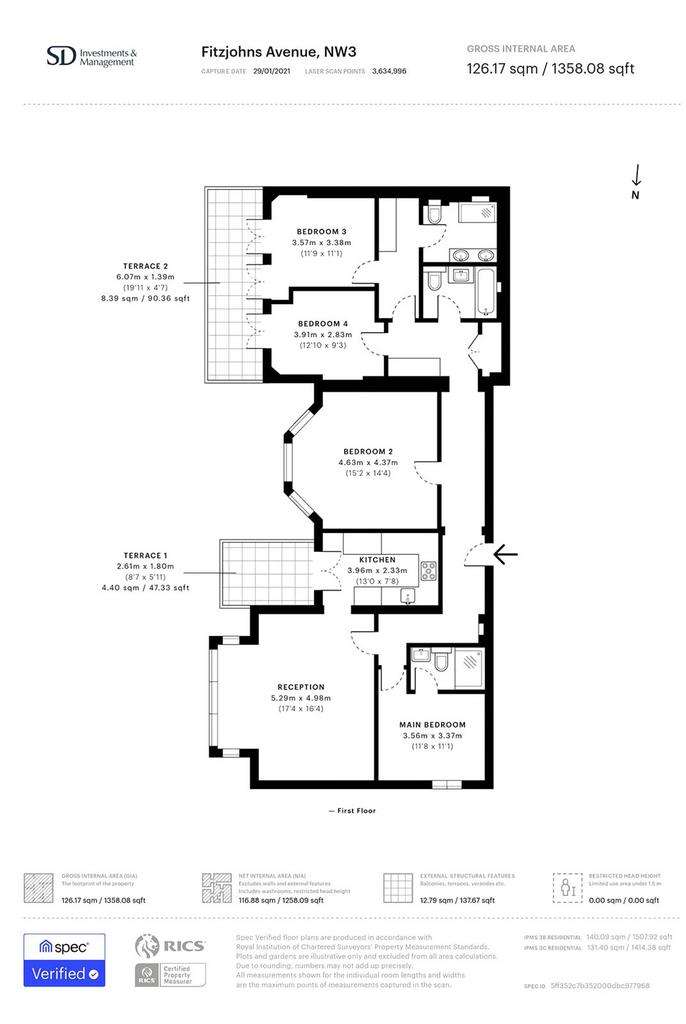 4 bedroom flat to rent - floorplan