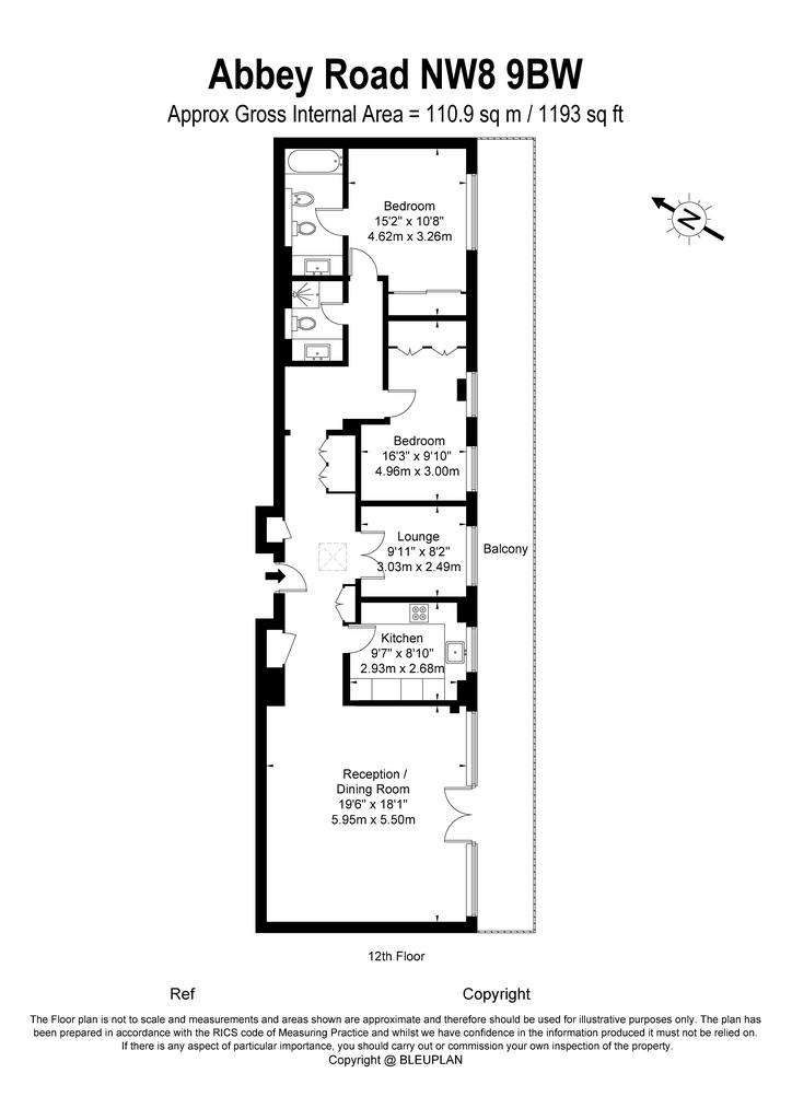 3 bedroom flat to rent - floorplan