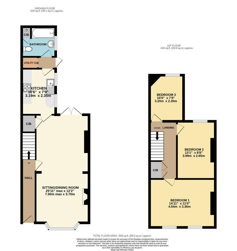 3 bedroom end of terrace house for sale - floorplan