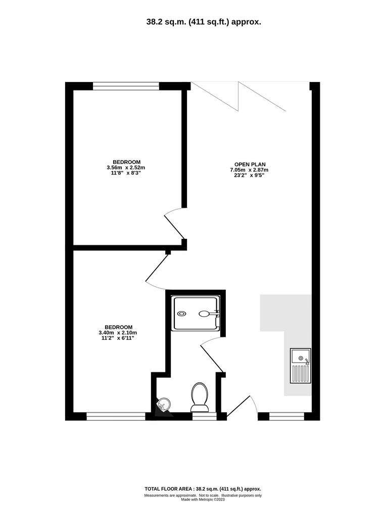 2 bedroom house for sale - floorplan