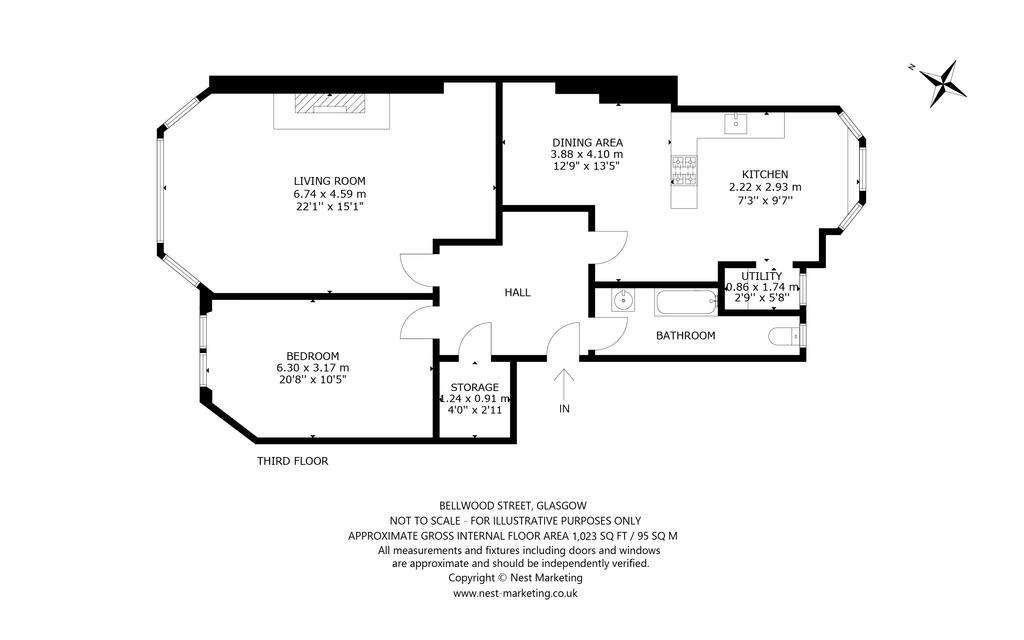 1 bedroom flat to rent - floorplan