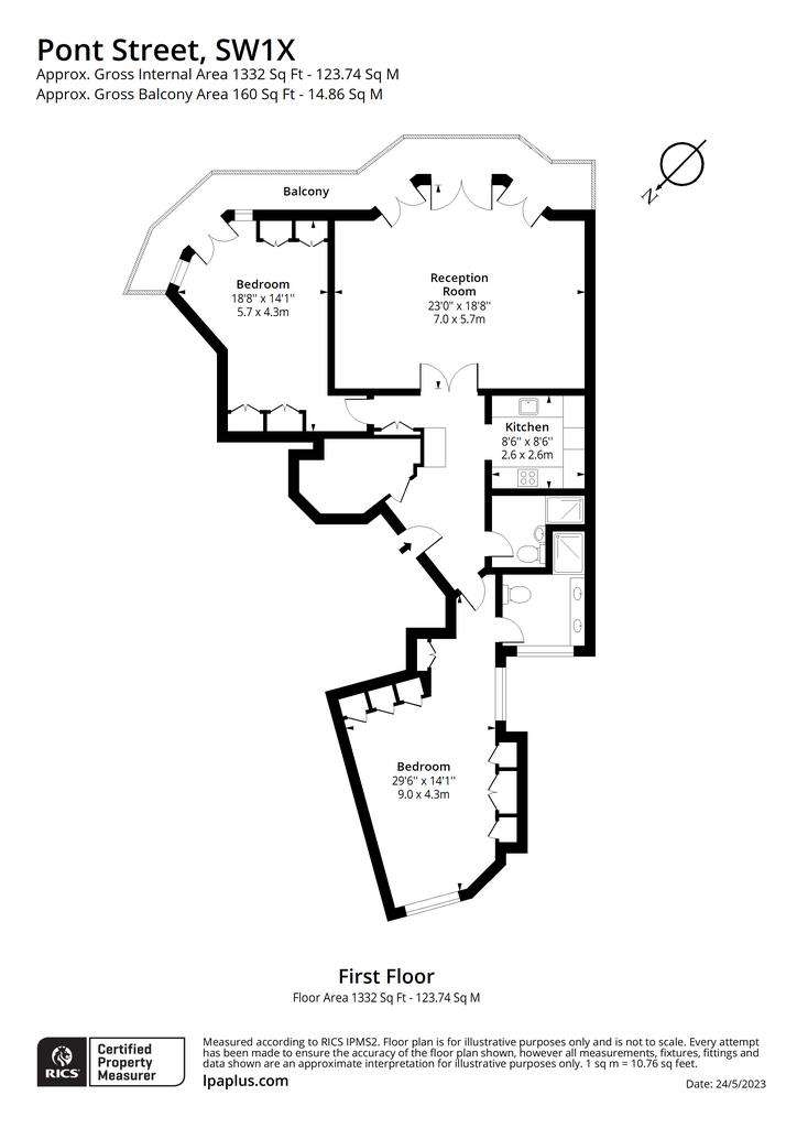 2 bedroom flat to rent - floorplan