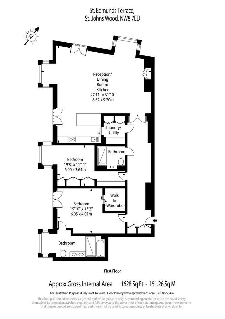 2 bedroom flat to rent - floorplan