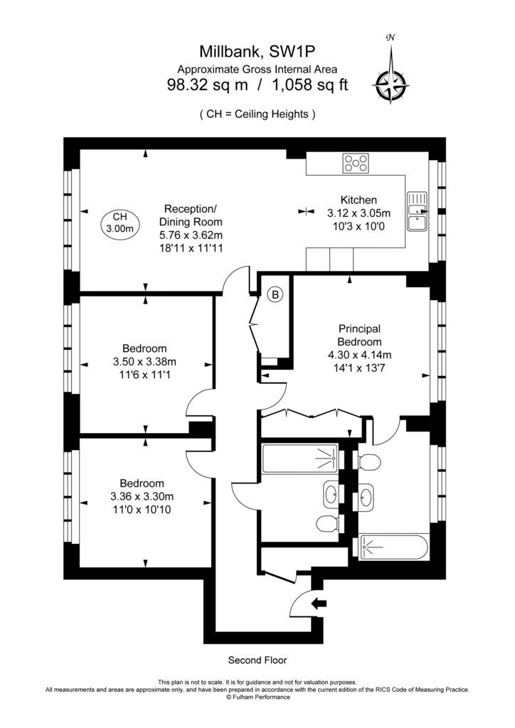 3 bedroom flat to rent - floorplan