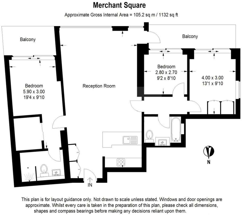 3 bedroom flat to rent - floorplan