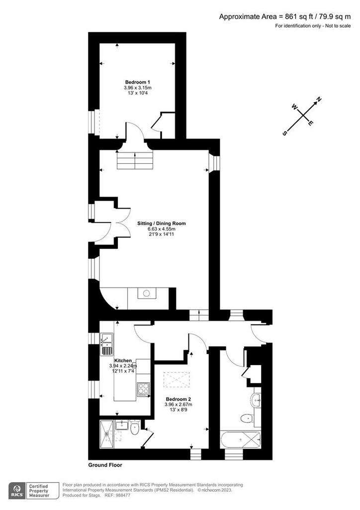 2 bedroom detached house for sale - floorplan