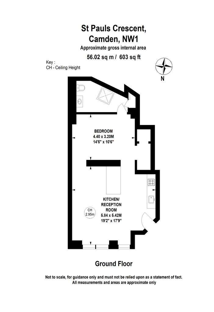 Studio flat to rent - floorplan