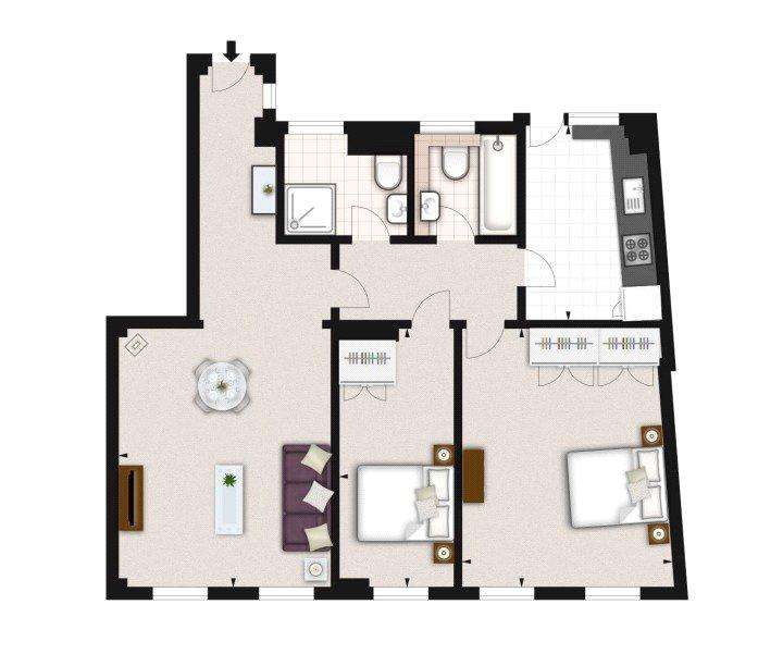 2 bedroom flat to rent - floorplan