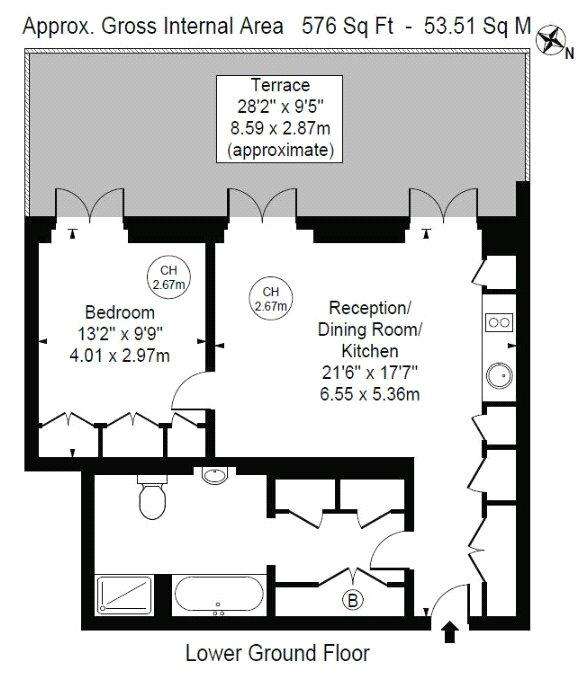 1 bedroom flat to rent - floorplan