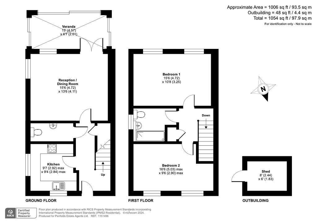 2 bedroom end of terrace house for sale - floorplan