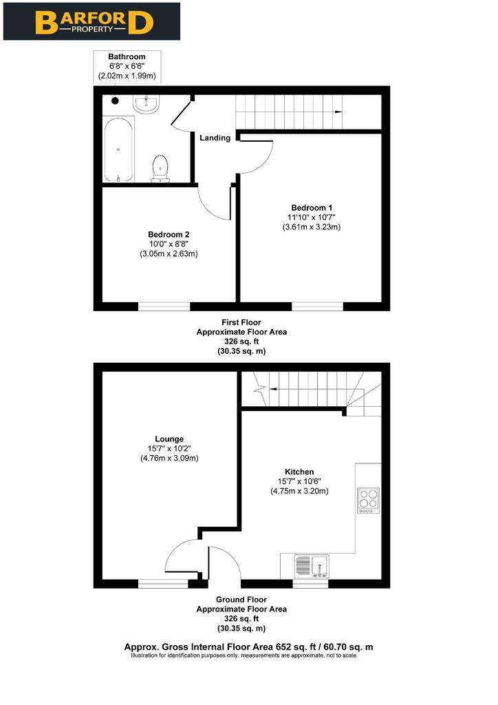 2 bedroom terraced house to rent - floorplan