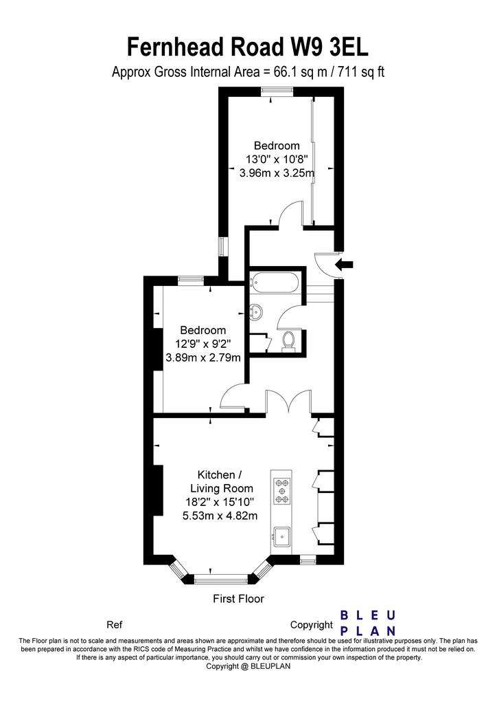 2 bedroom flat to rent - floorplan