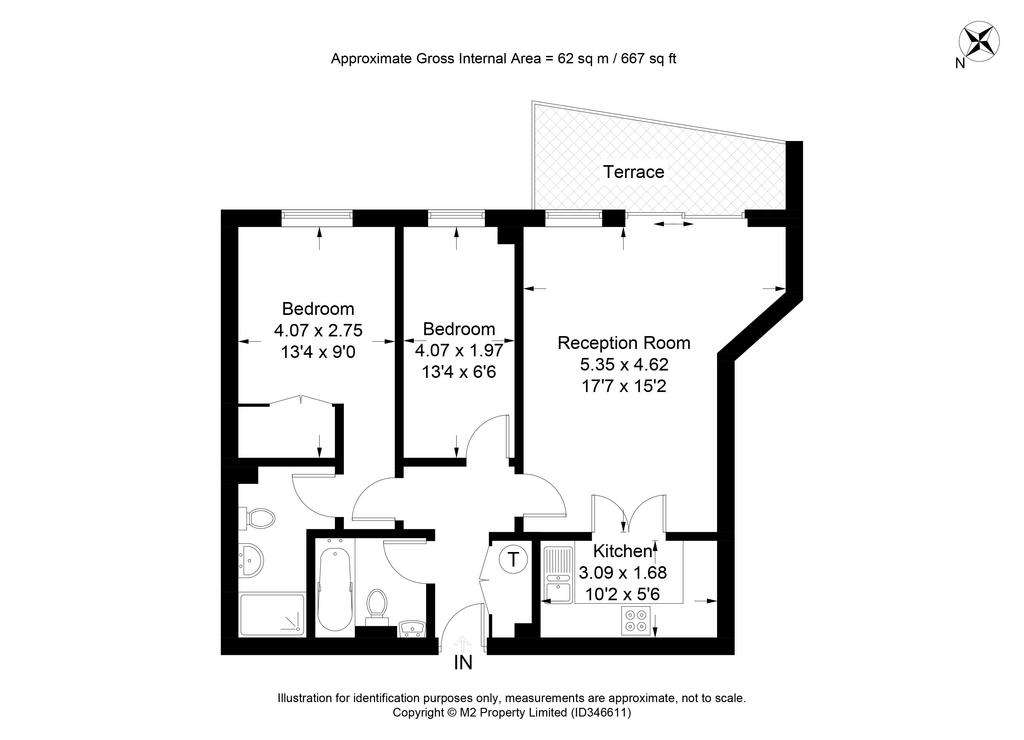 2 bedroom flat to rent - floorplan