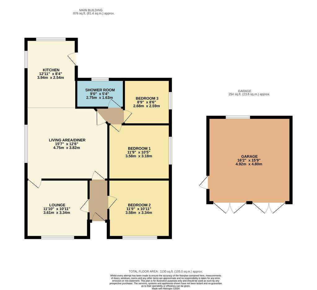 3 bedroom bungalow for sale - floorplan