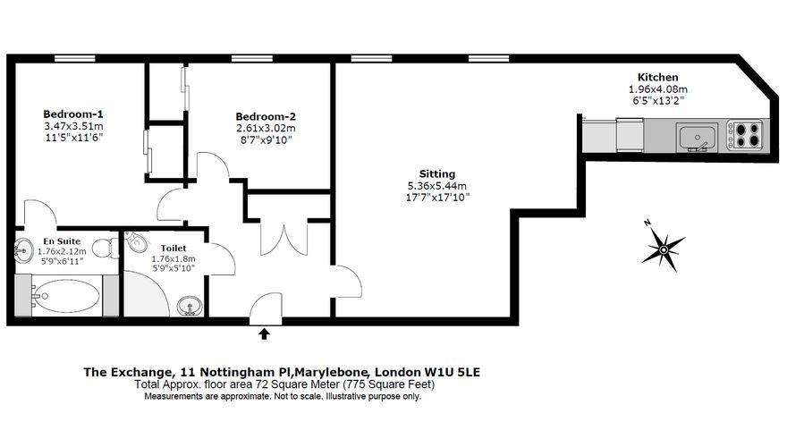 2 bedroom flat to rent - floorplan