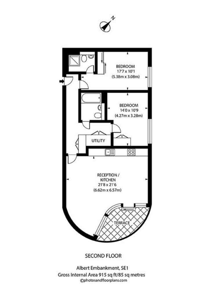 2 bedroom flat to rent - floorplan