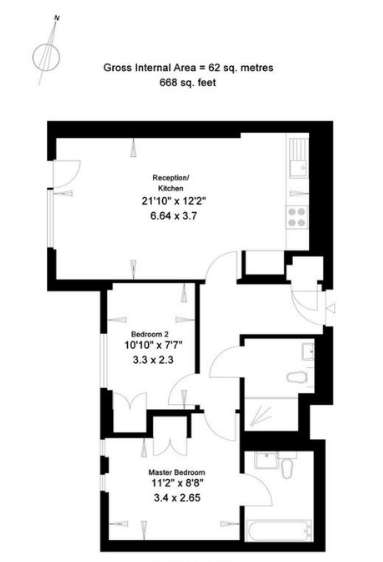 2 bedroom flat to rent - floorplan