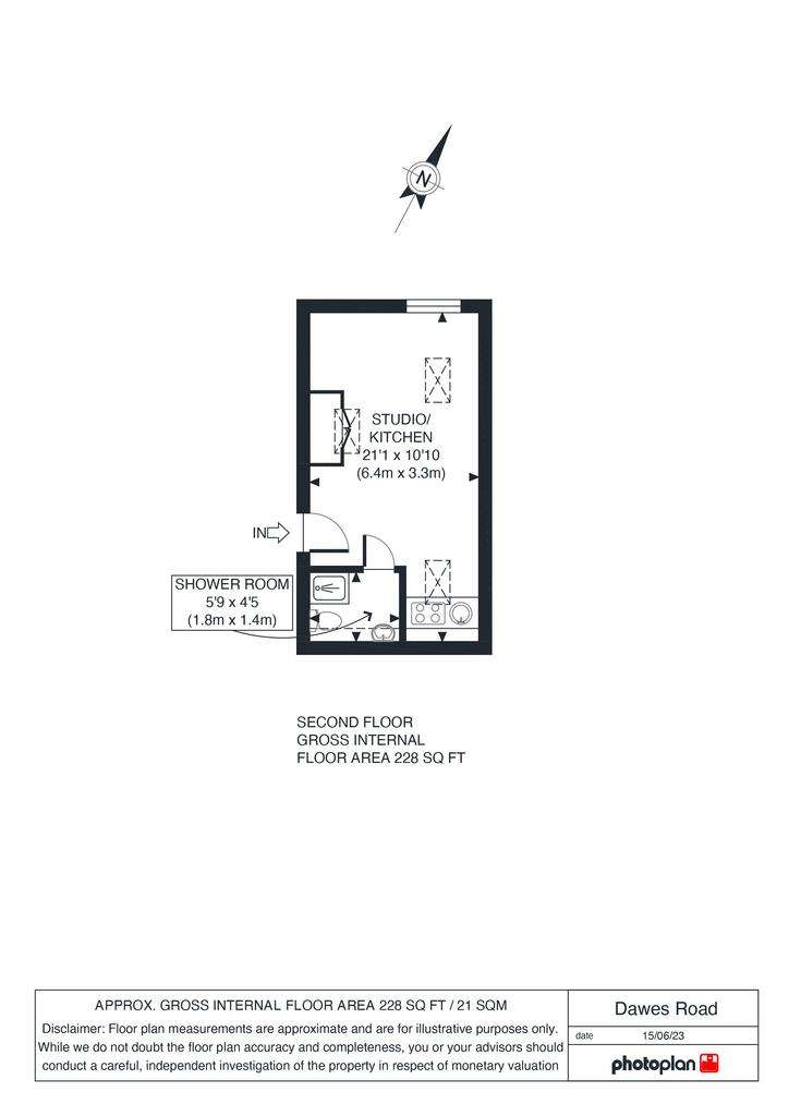 Studio flat to rent - floorplan