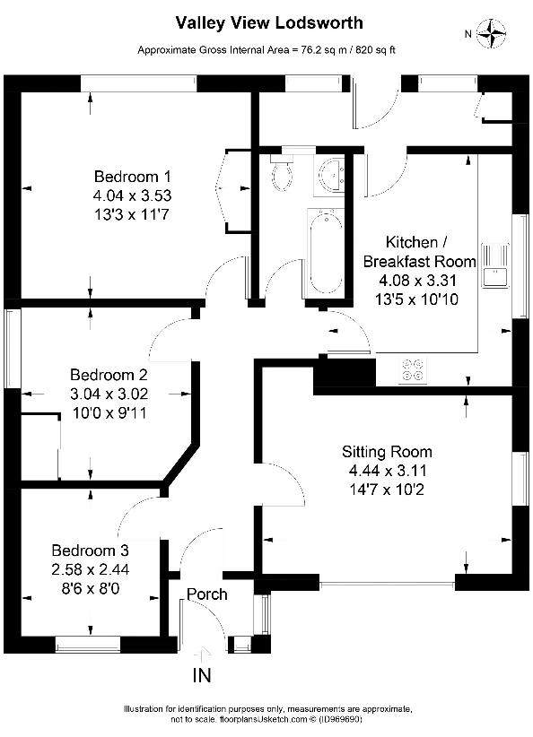 3 bedroom bungalow for sale - floorplan