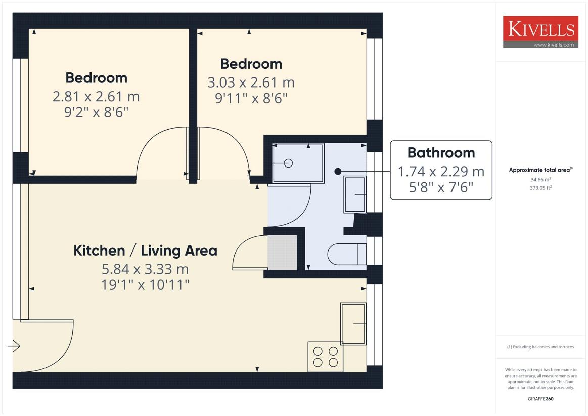 2 bedroom bungalow for sale - floorplan