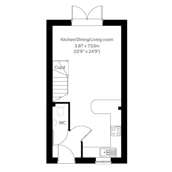 2 bedroom terraced house for sale - floorplan