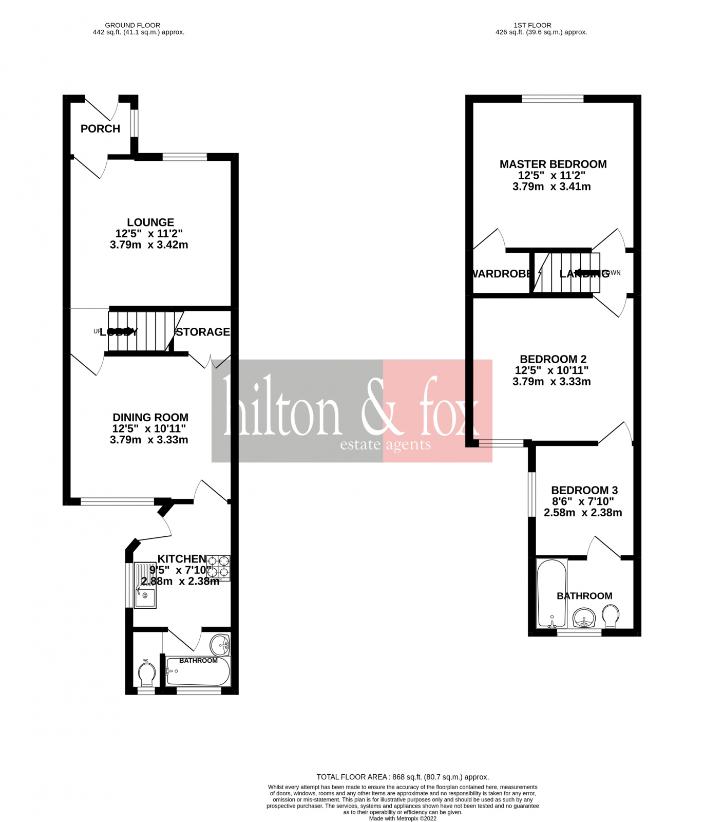 3 bedroom terraced house for sale - floorplan