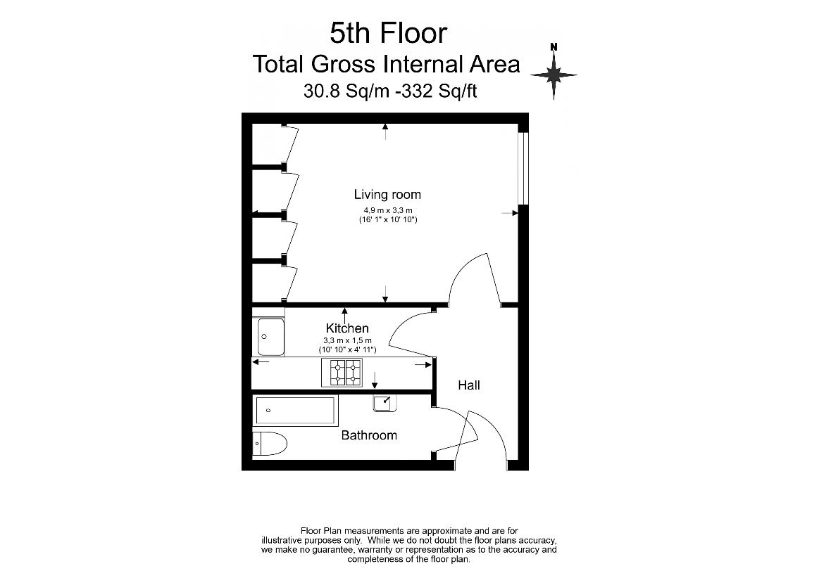 Studio flat for sale - floorplan