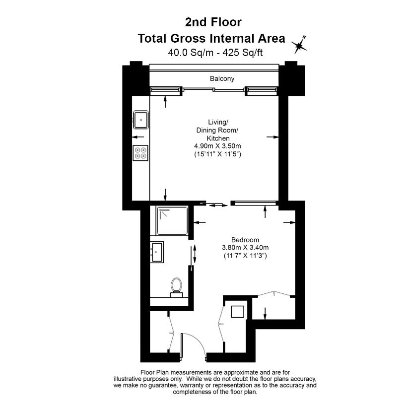 Studio flat for sale - floorplan