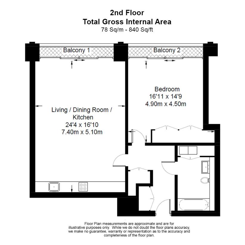 1 bedroom flat for sale - floorplan