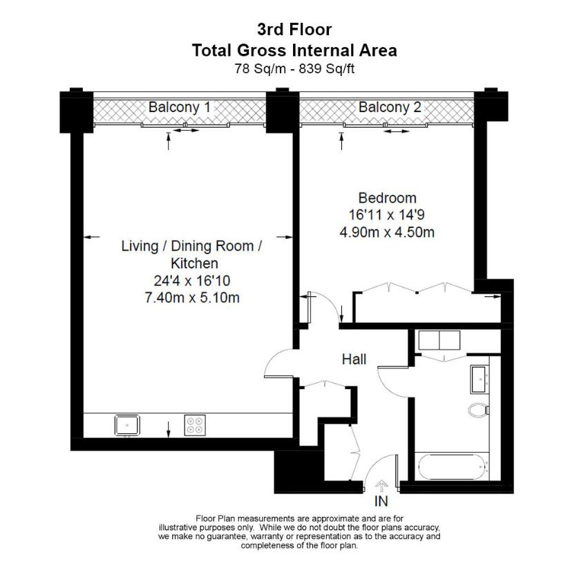 1 bedroom flat for sale - floorplan