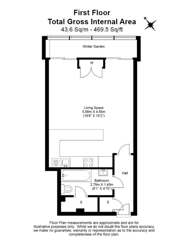 Studio flat for sale - floorplan