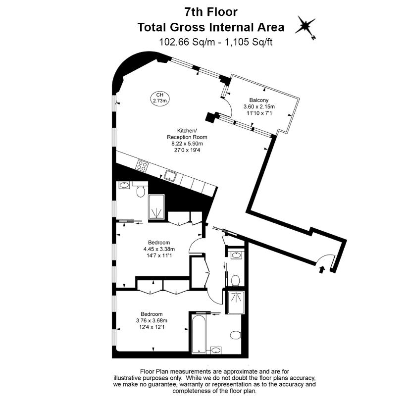 2 bedroom flat for sale - floorplan