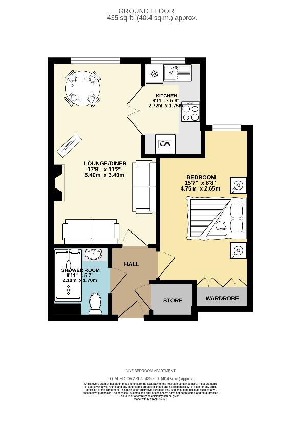 1 bedroom flat for sale - floorplan