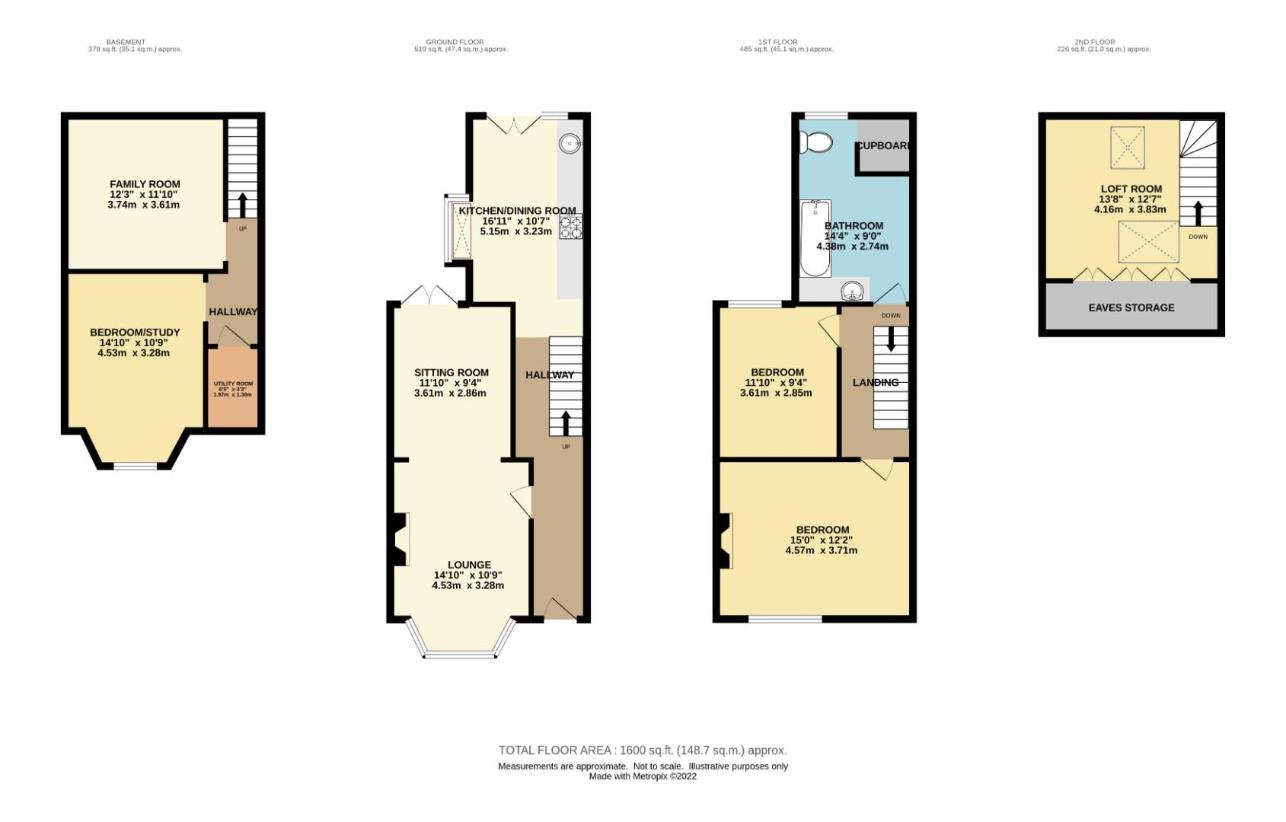 3 bedroom terraced house for sale - floorplan