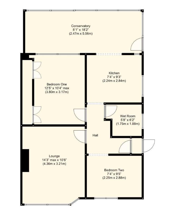 2 bedroom bungalow for sale - floorplan