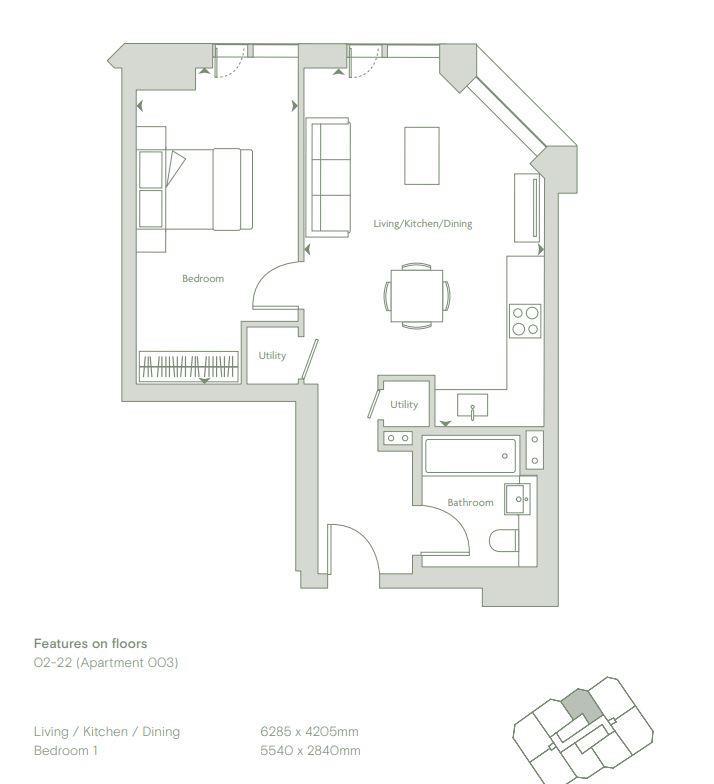 1 bedroom flat for sale - floorplan