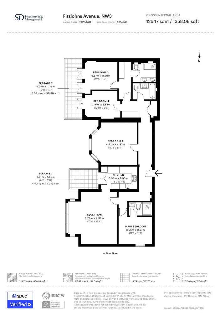 4 bedroom flat to rent - floorplan