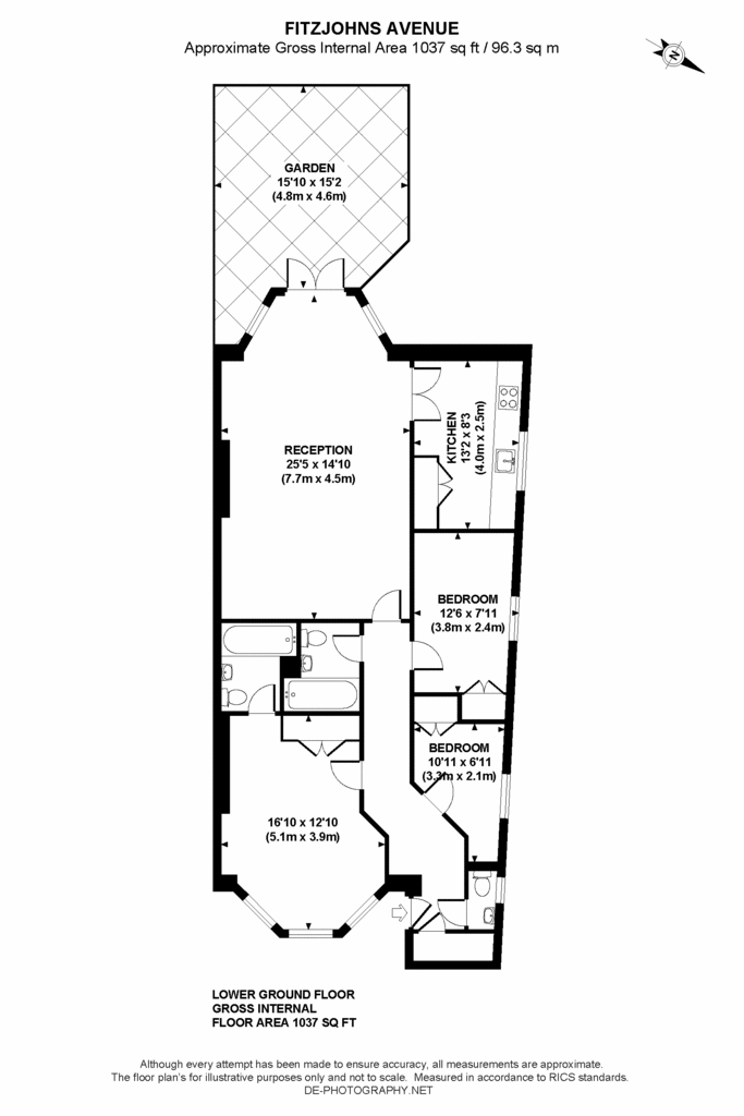 3 bedroom flat to rent - floorplan